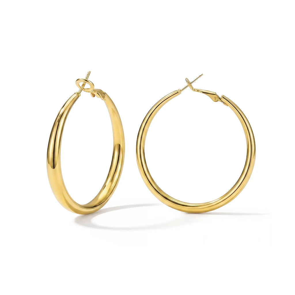 Stainless Steel Gold and Silver Hoop Earrings Set