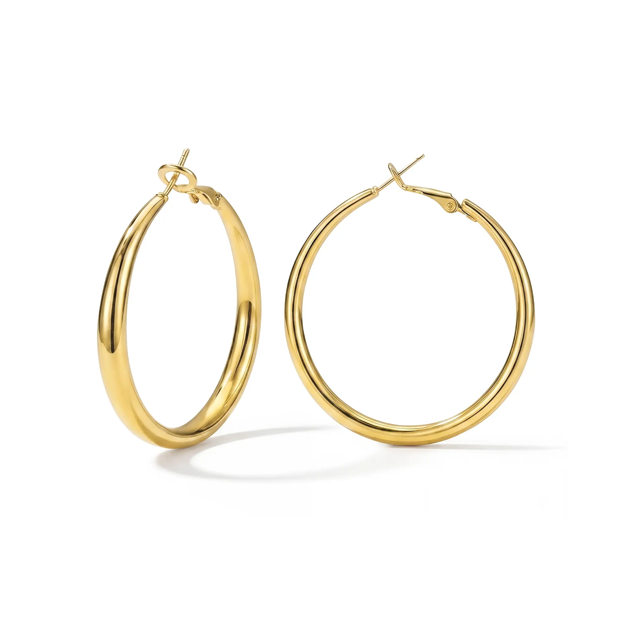Stainless Steel Gold and Silver Hoop Earrings Set