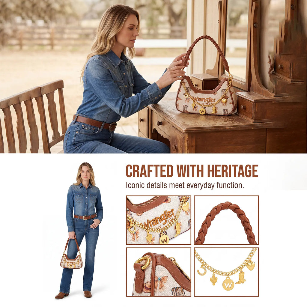 Wrangler Women's Boot Print Shoulder Bag with Chain Strap
