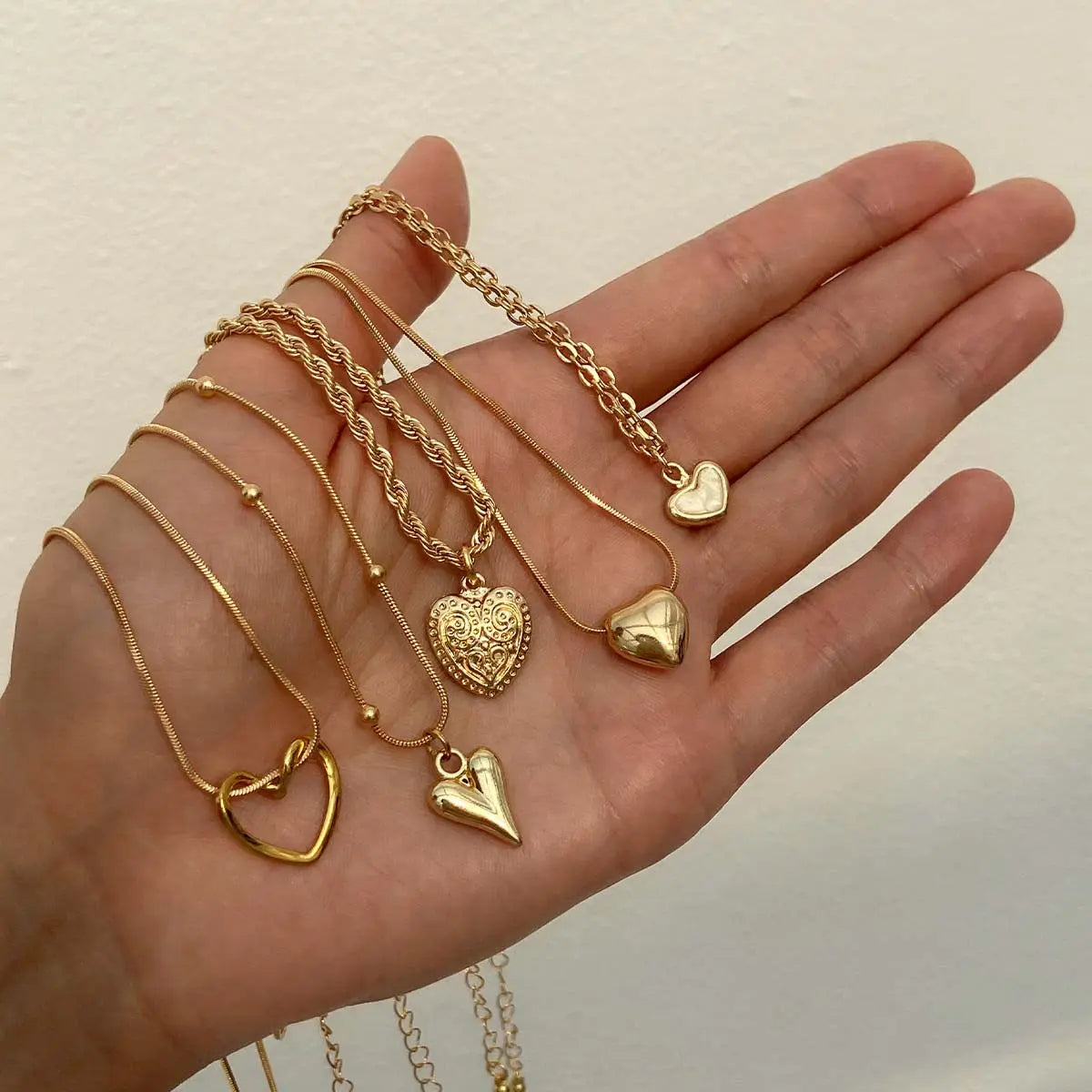 Five-Piece Heart Pendant Necklace Set