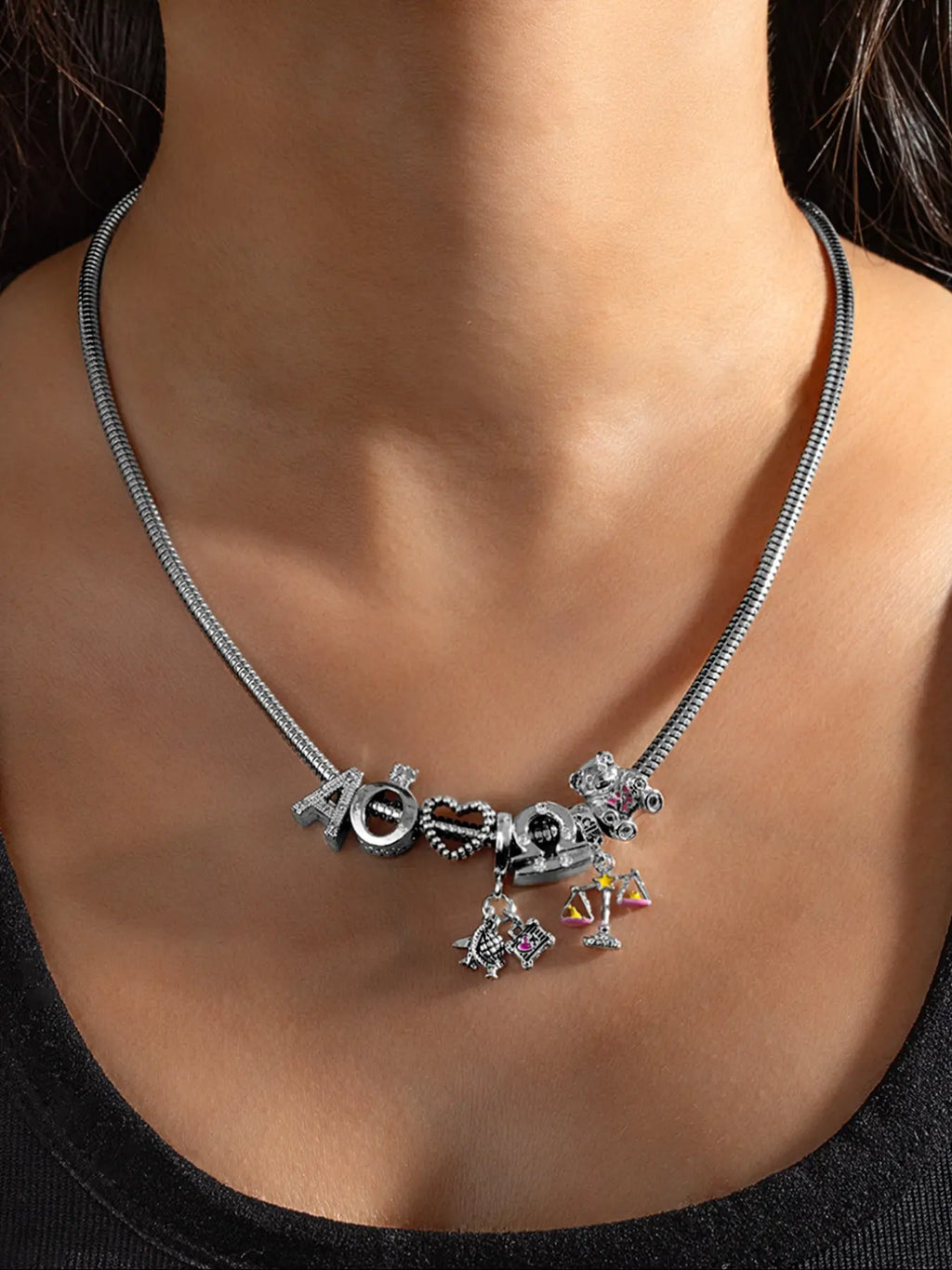 Sophisticated Bear Zodiac Pendant Necklace and Bracelet Set