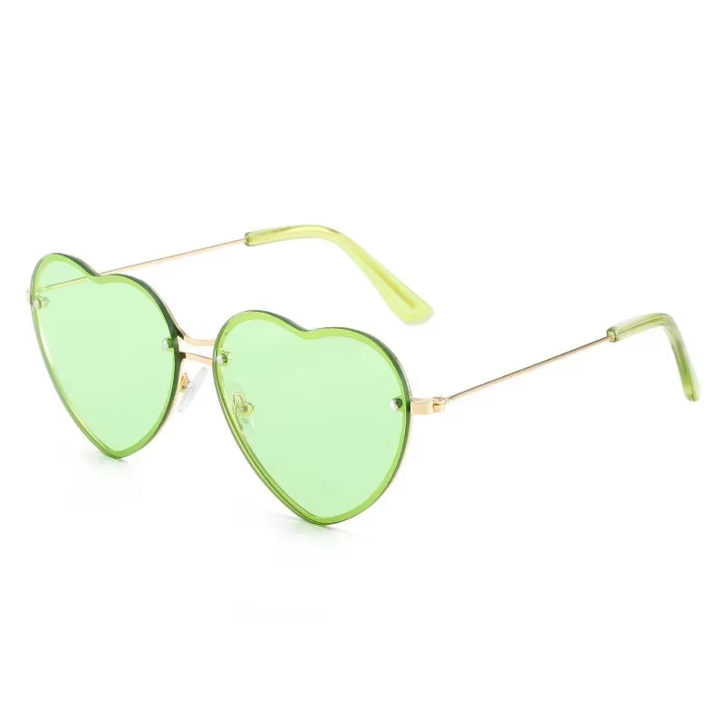 Heart-Shaped Rimless Sunglasses with Clear Ocean Lenses