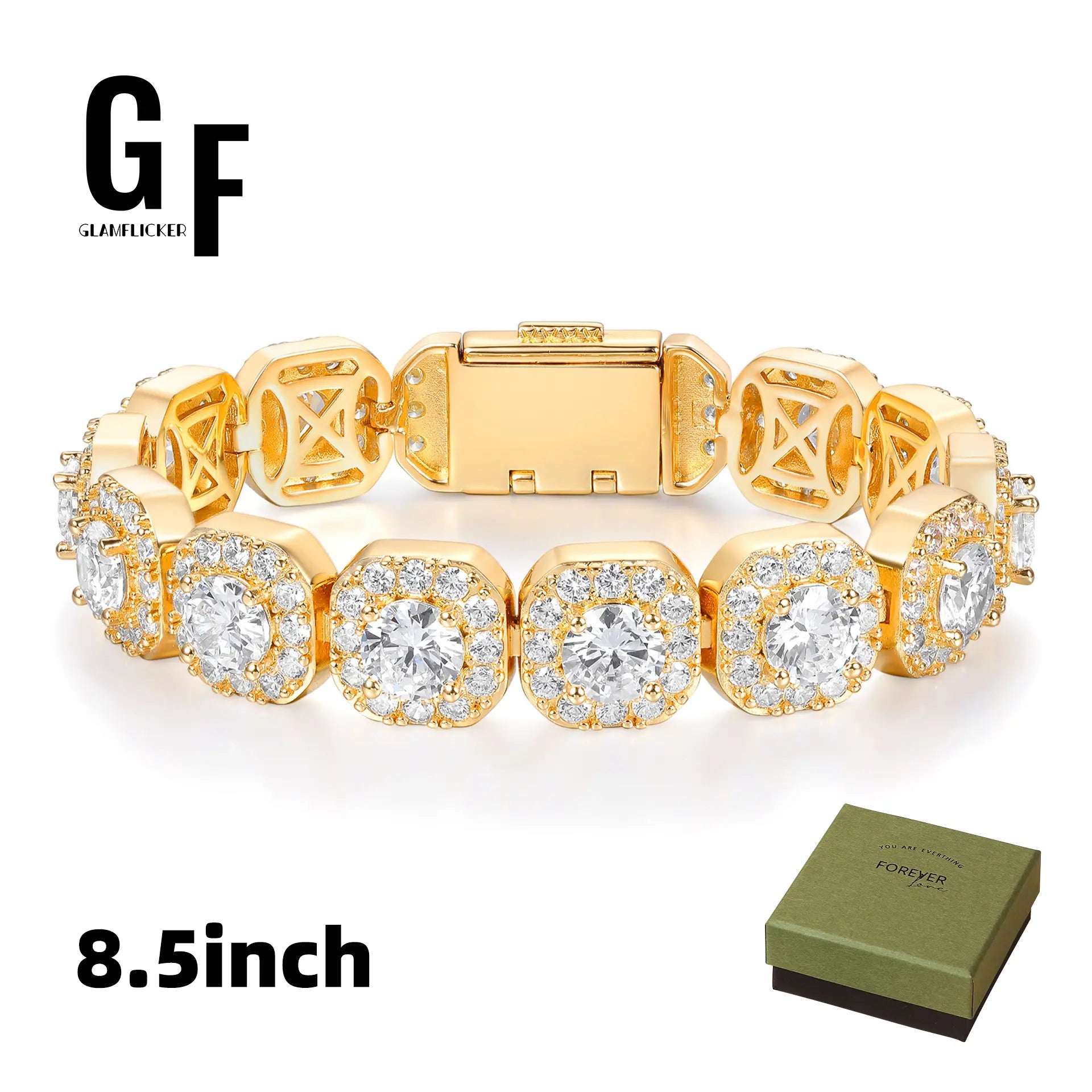 12MM Wide Iced Out Cuban Chain Bracelet with Gift Box