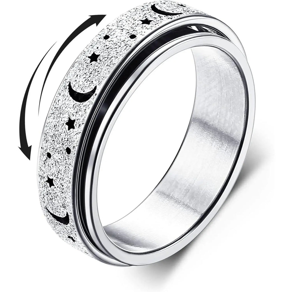 FLORIDECO Stainless Steel Adjustable Fidget Rings for Anxiety Relief - Elegant Rose Gold Spinner Ring for Women, Sizes 5-13, Durable Stress-Relieving Design