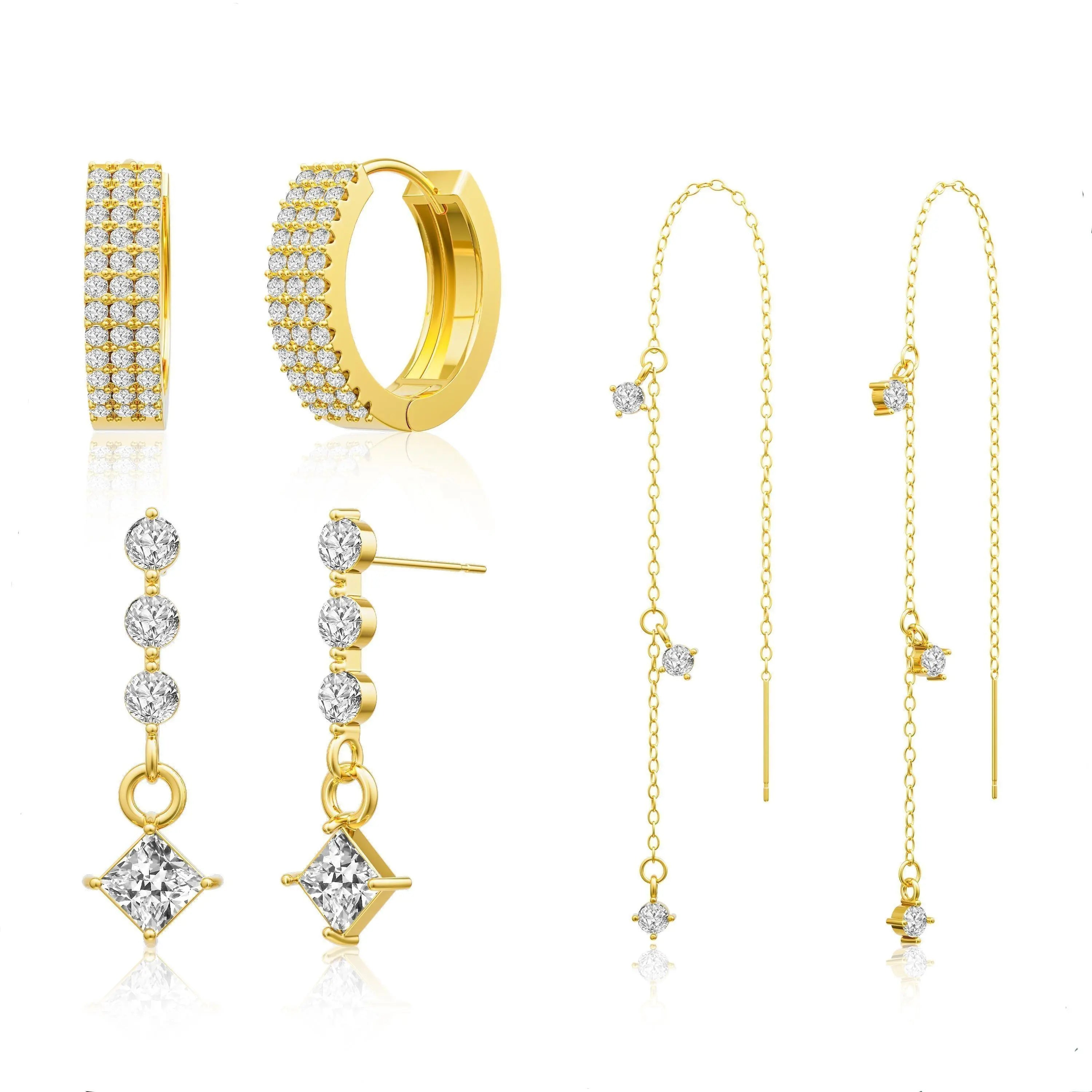 3-Layer Chain Dangle Earrings