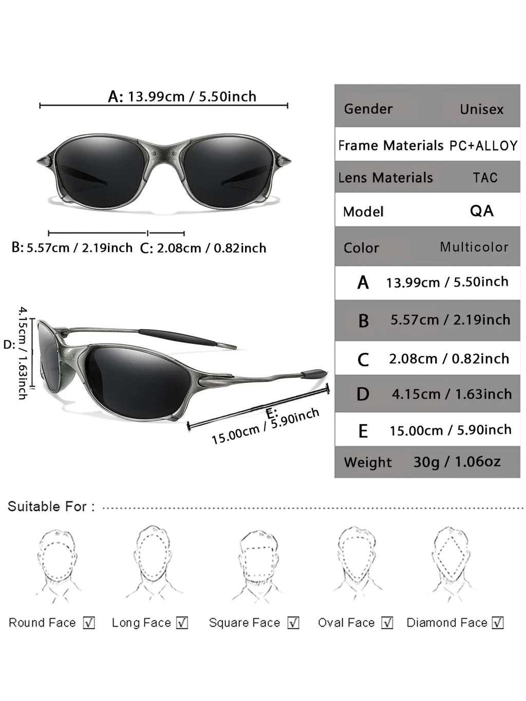 Unisex Vintage Oval Frame Sunglasses Set - 5 Pairs