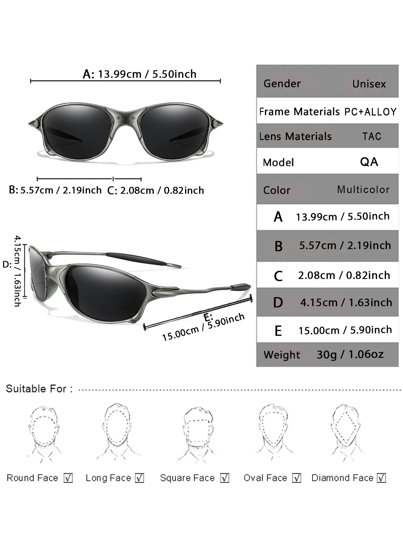 Unisex Vintage Oval Frame Sunglasses Set - 5 Pairs