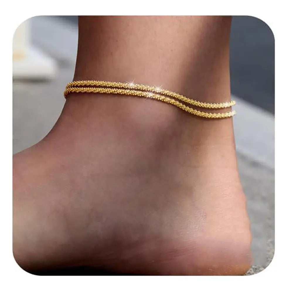Elegant Layered Waterproof Anklet Set