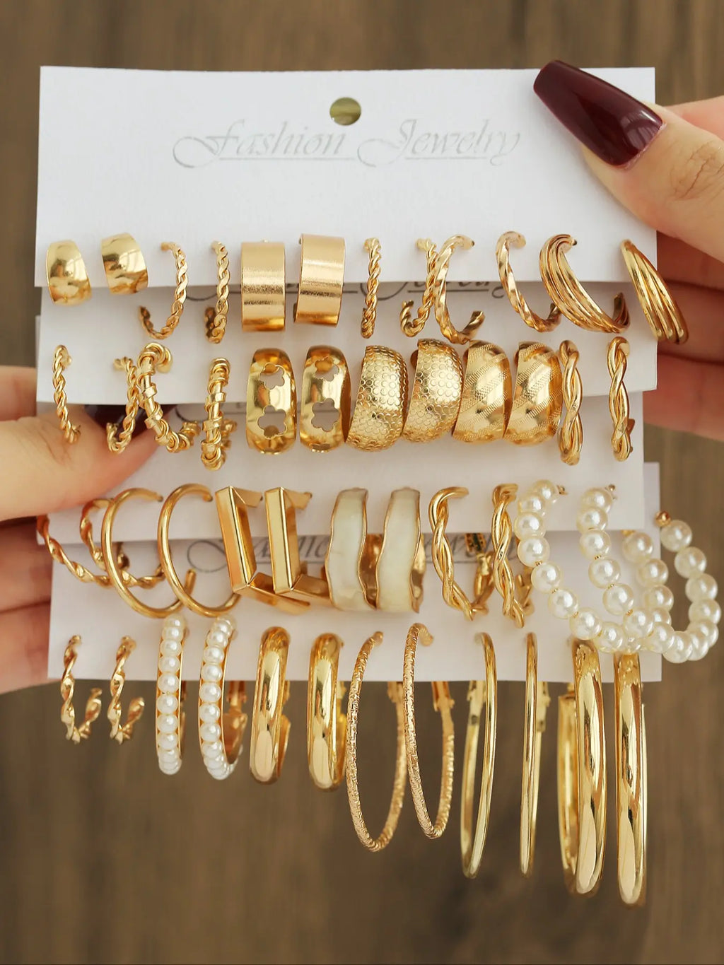 24-Pair Alloy Flower and Mermaid Hoop Earring Set