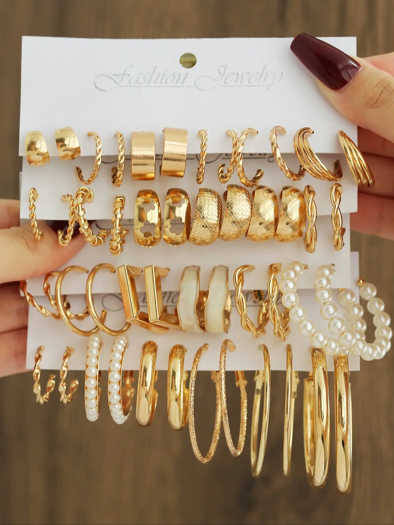 24-Pair Alloy Flower and Mermaid Hoop Earring Set