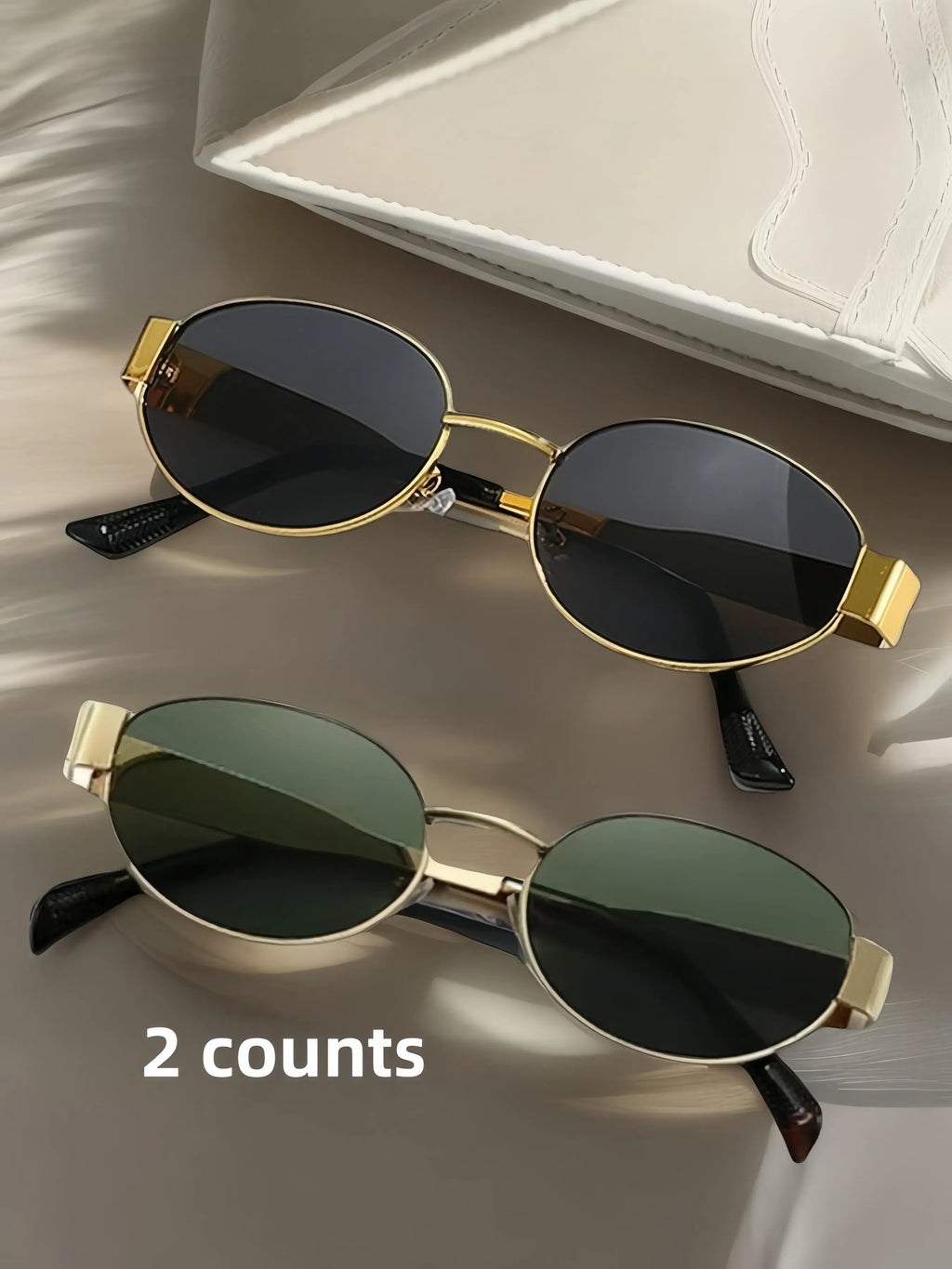 Stylish Metal Frame Oval Sunglasses