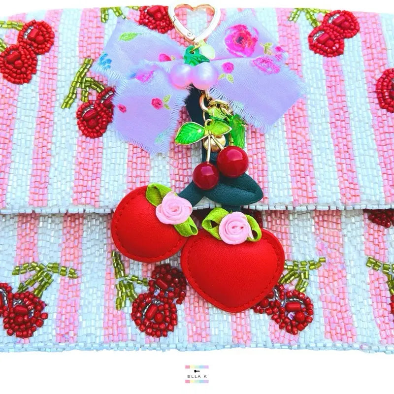 Cherry Blossom Floral Bow Bag Charm
