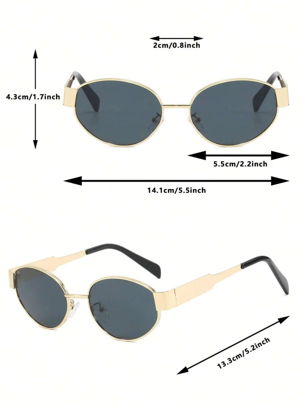 Stylish Metal Frame Oval Sunglasses