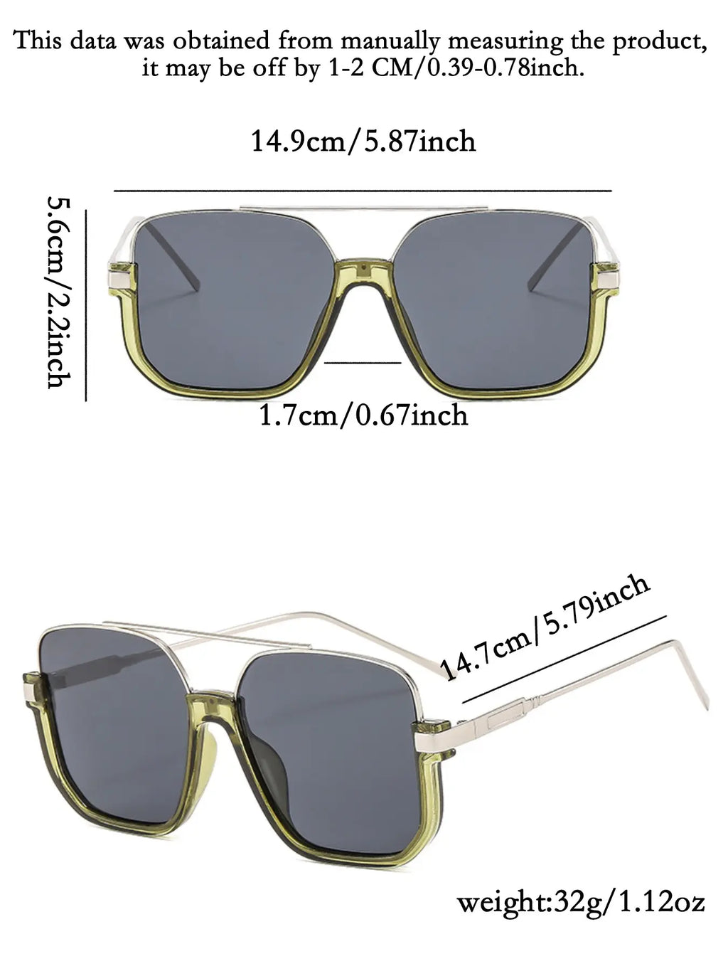 Unisex Aviator Sunglasses with Tinted Lenses