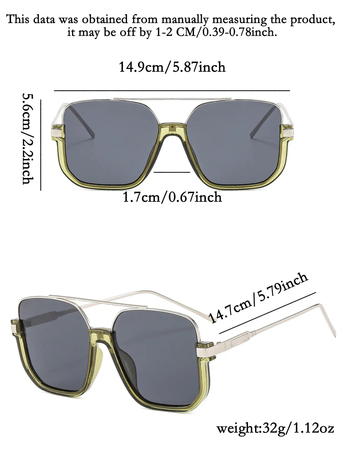 Unisex Aviator Sunglasses with Tinted Lenses