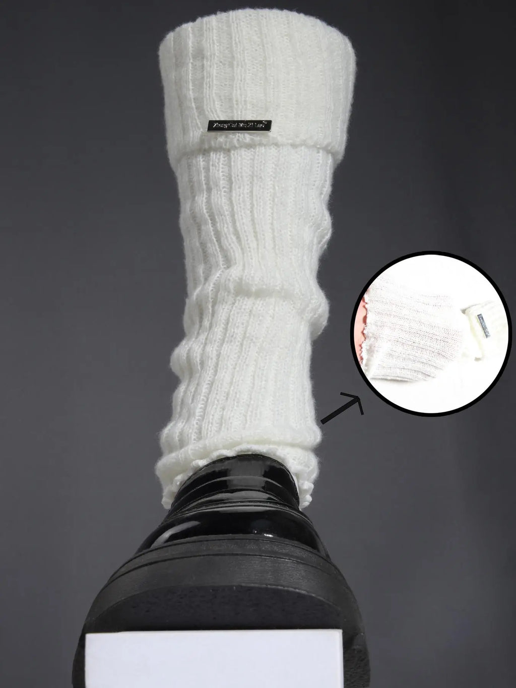 Women's Minimalist Solid Color Leg Warmers with Metal Label Detail