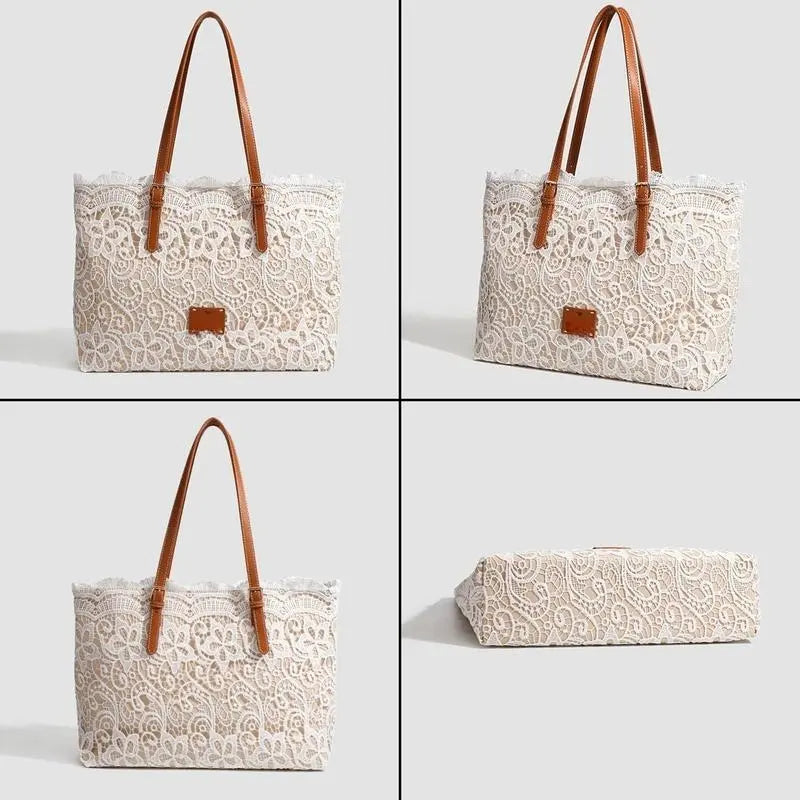 Vintage Lace Kiss Lock Shoulder Bag