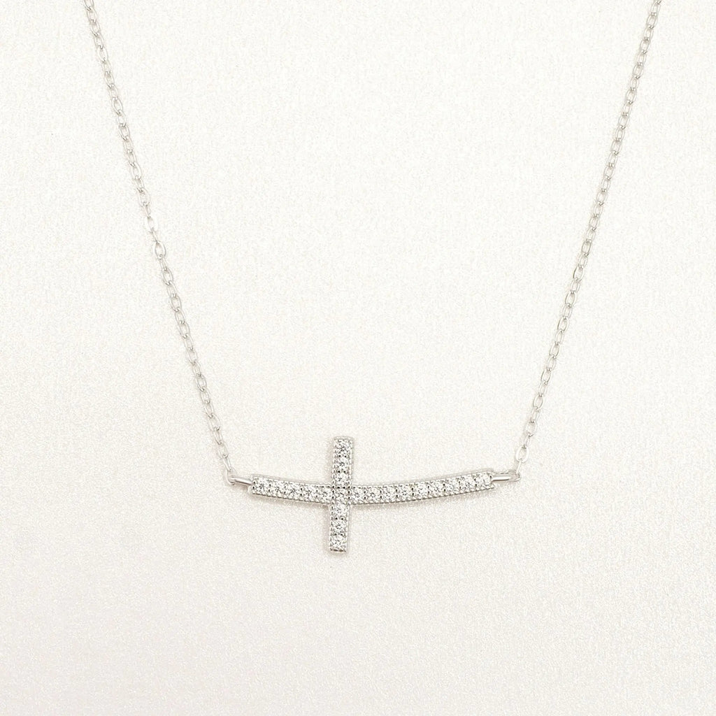 Lavishe Sideways Cross Necklace