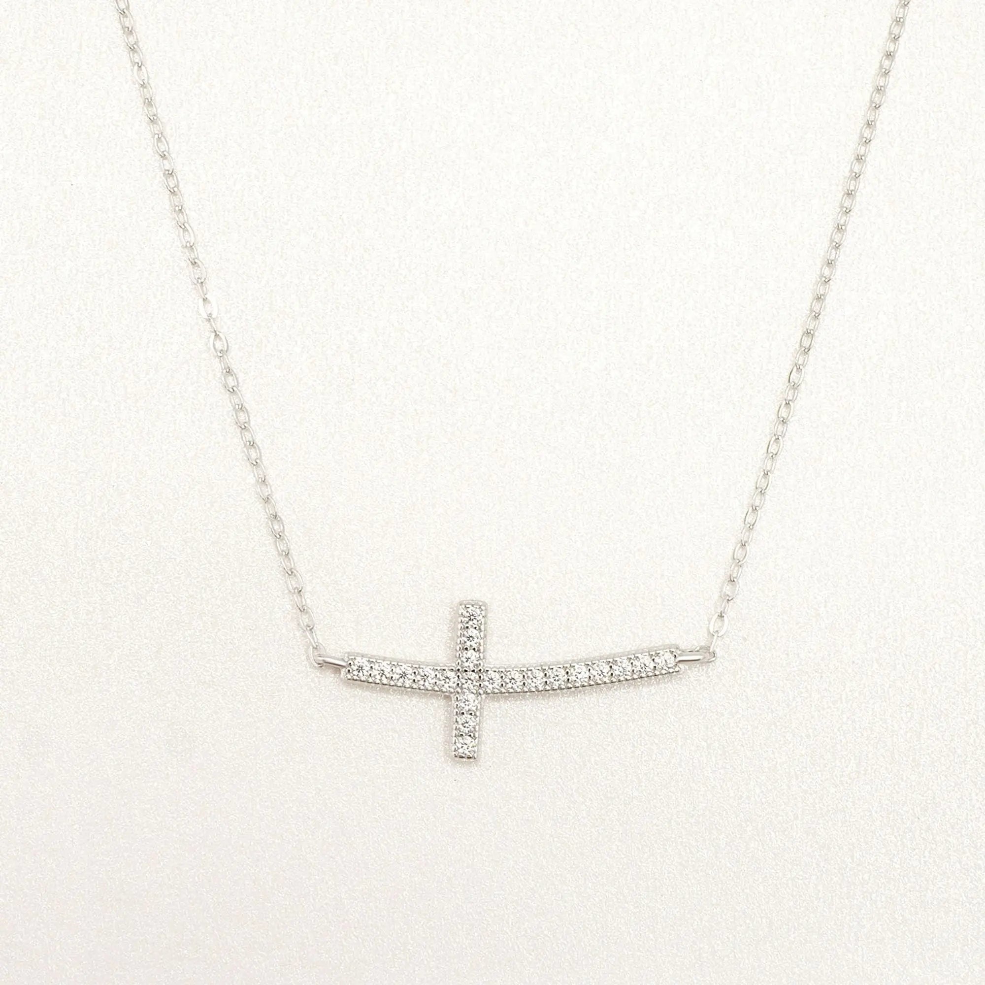 Lavishe Sideways Cross Necklace