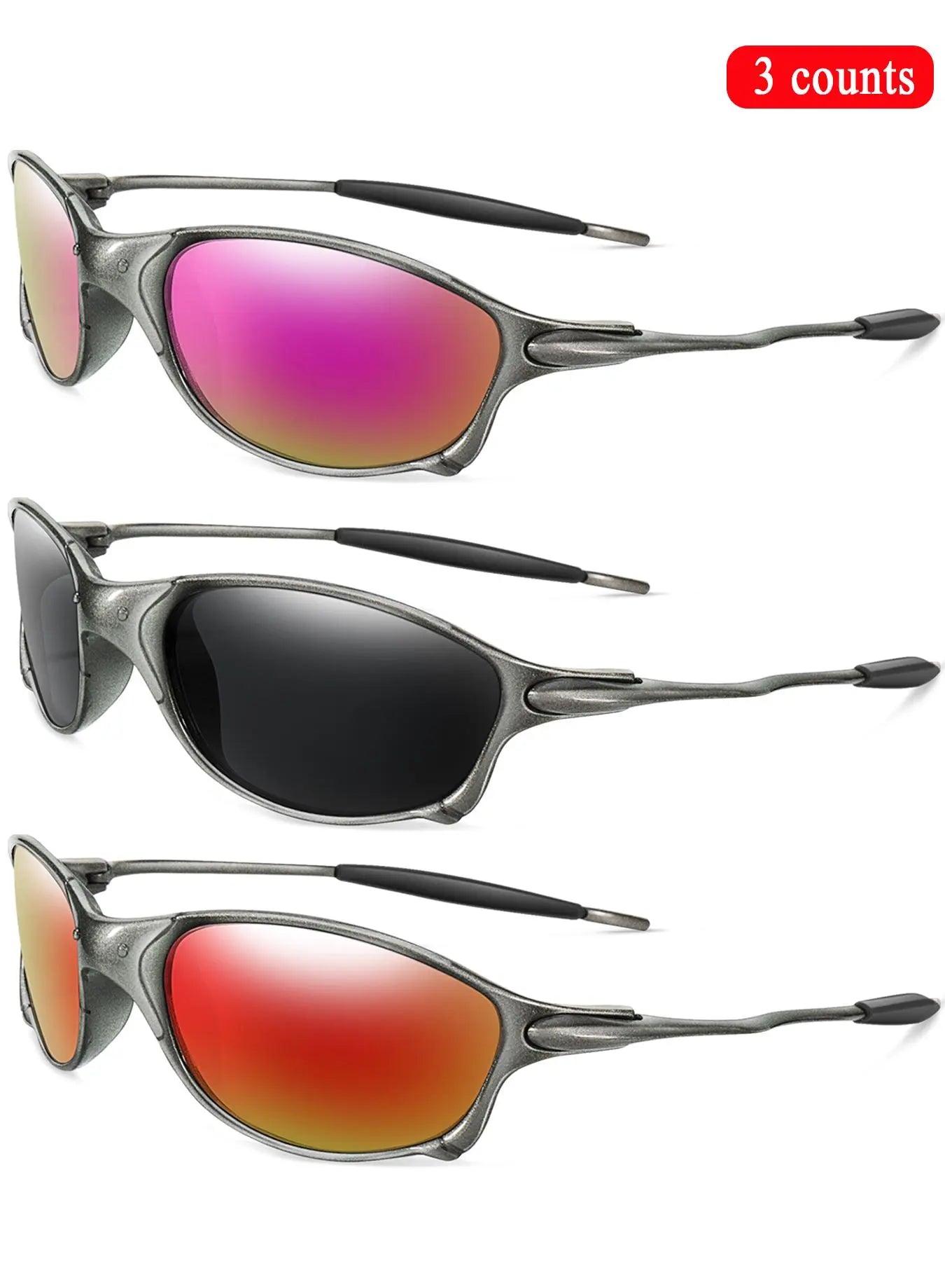 Unisex Vintage Oval Frame Sunglasses Set - 5 Pairs