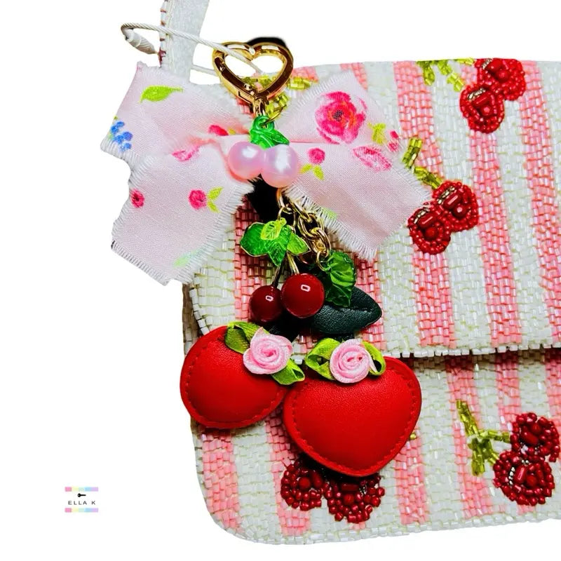 Cherry Blossom Floral Bow Bag Charm
