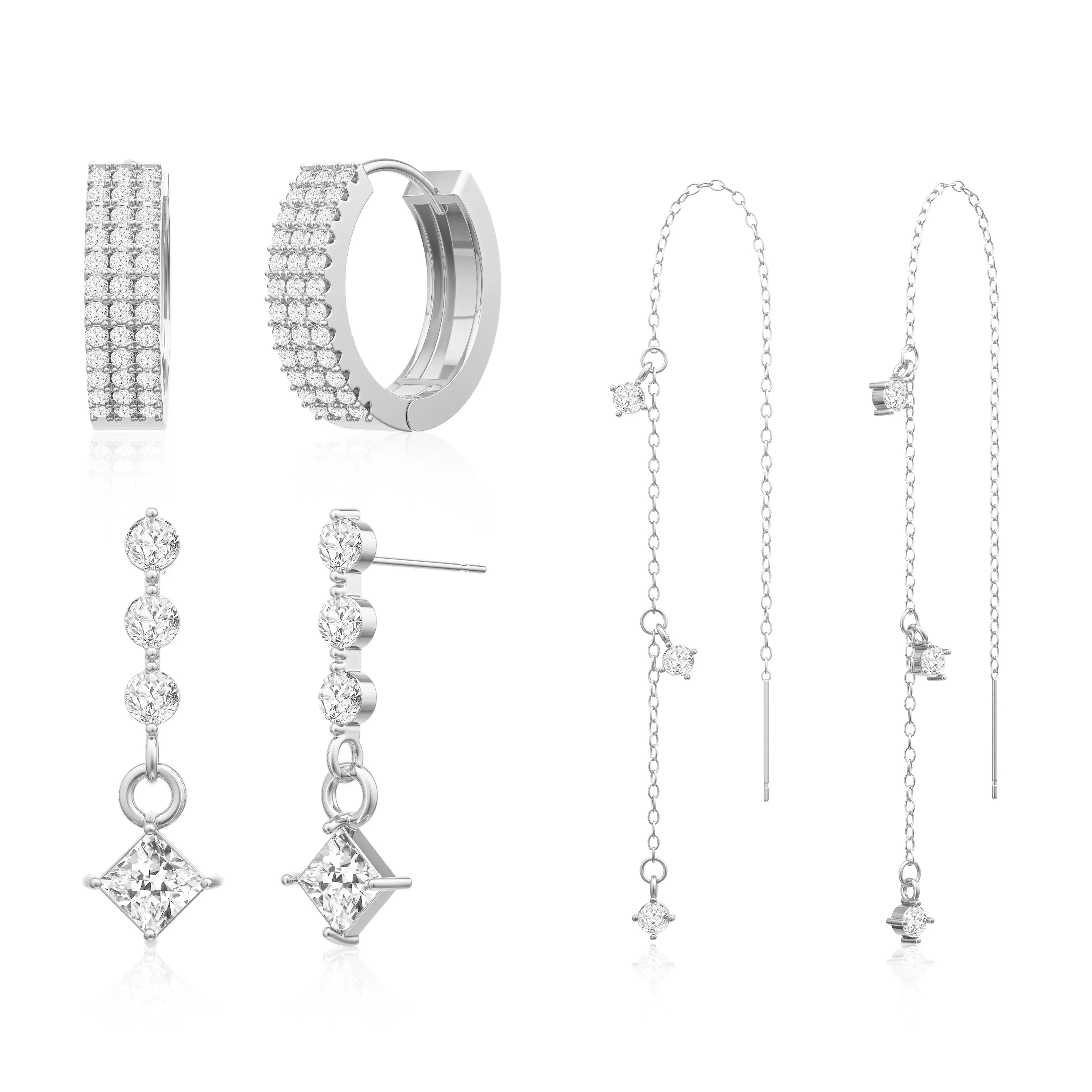 3-Layer Chain Dangle Earrings