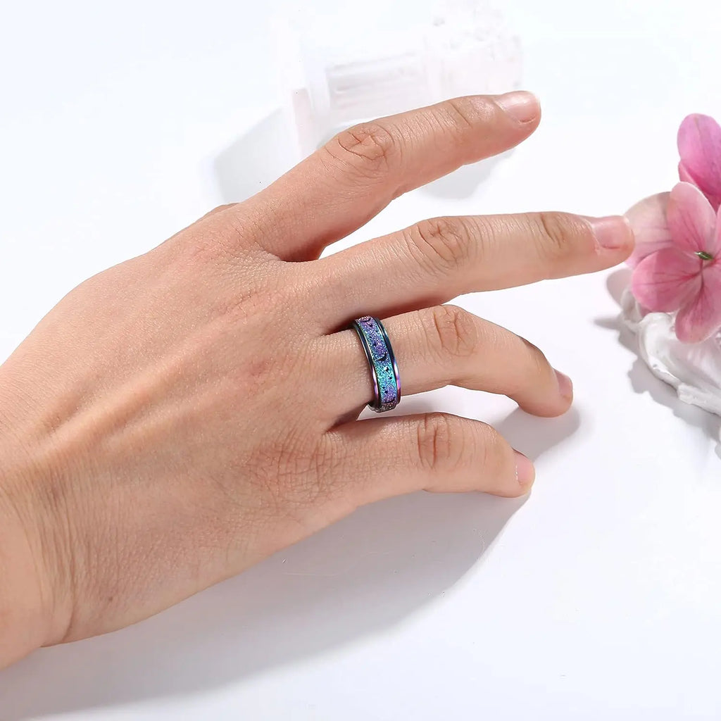 FLORIDECO Stainless Steel Adjustable Fidget Rings for Anxiety Relief - Elegant Rose Gold Spinner Ring for Women, Sizes 5-13, Durable Stress-Relieving Design
