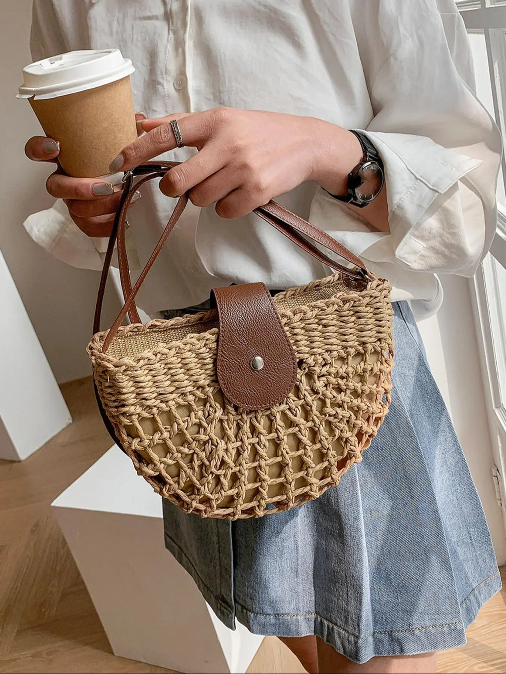Bohemian Straw Crossbody Bag