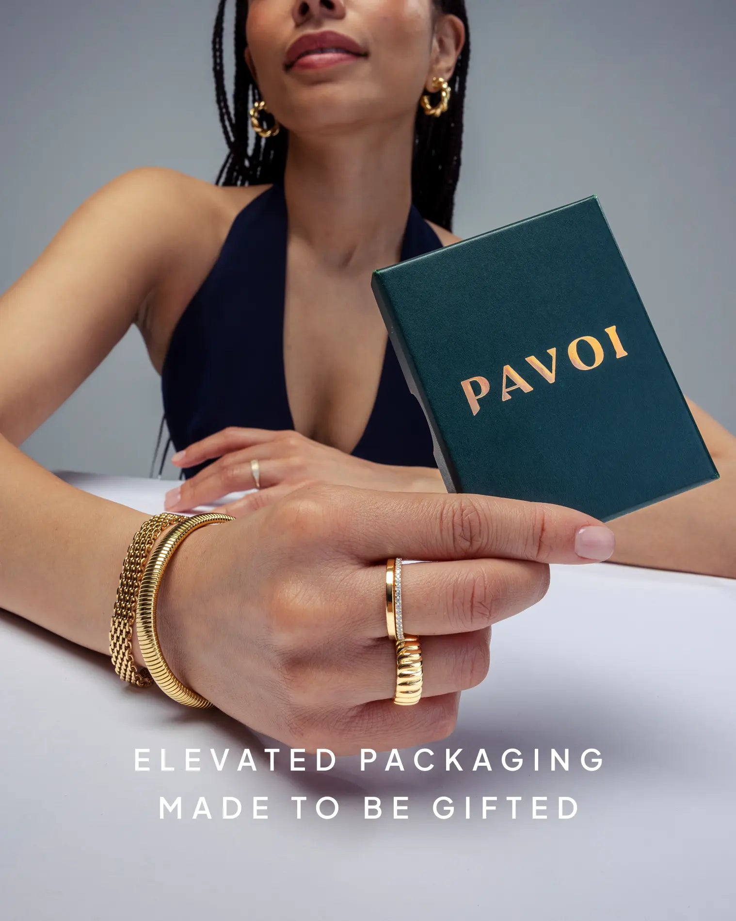 PAVOI 14K Gold Plated Eternity Ring with Oval 5A & 6A Cubic Zirconia - Stackable Love Ring for Women - Elegant Wedding Band Available in Sizes 5 to 10