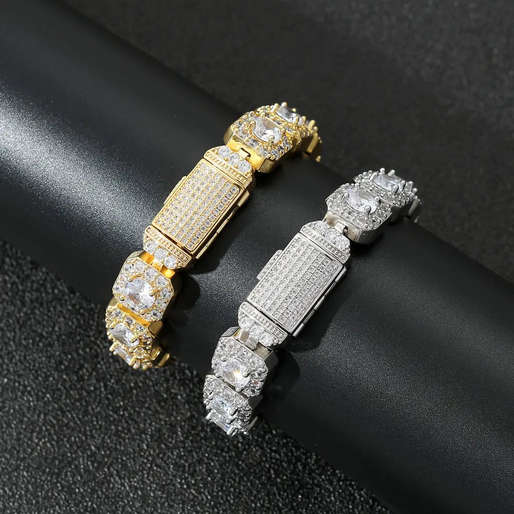 12MM Wide Iced Out Cuban Chain Bracelet with Gift Box