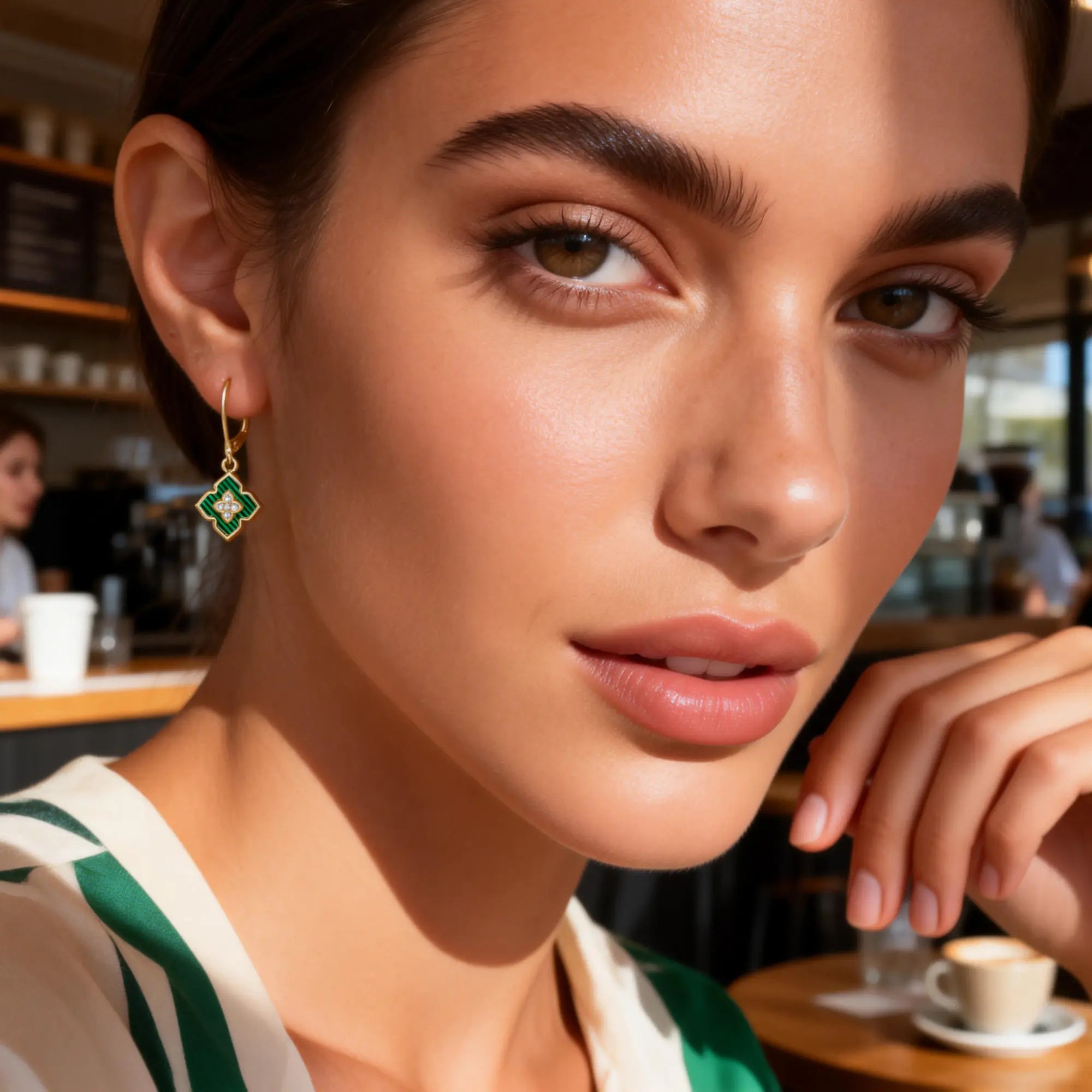 Four-Leaf Clover Diamond-Encrusted Drop Earrings