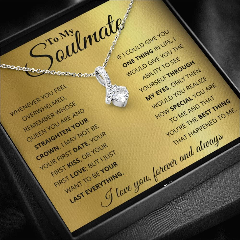 Elegant Soulmate Necklace with Heartfelt Message Card and Gift Box