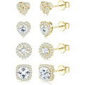 Sterling Silver CZ Stud Earrings Set