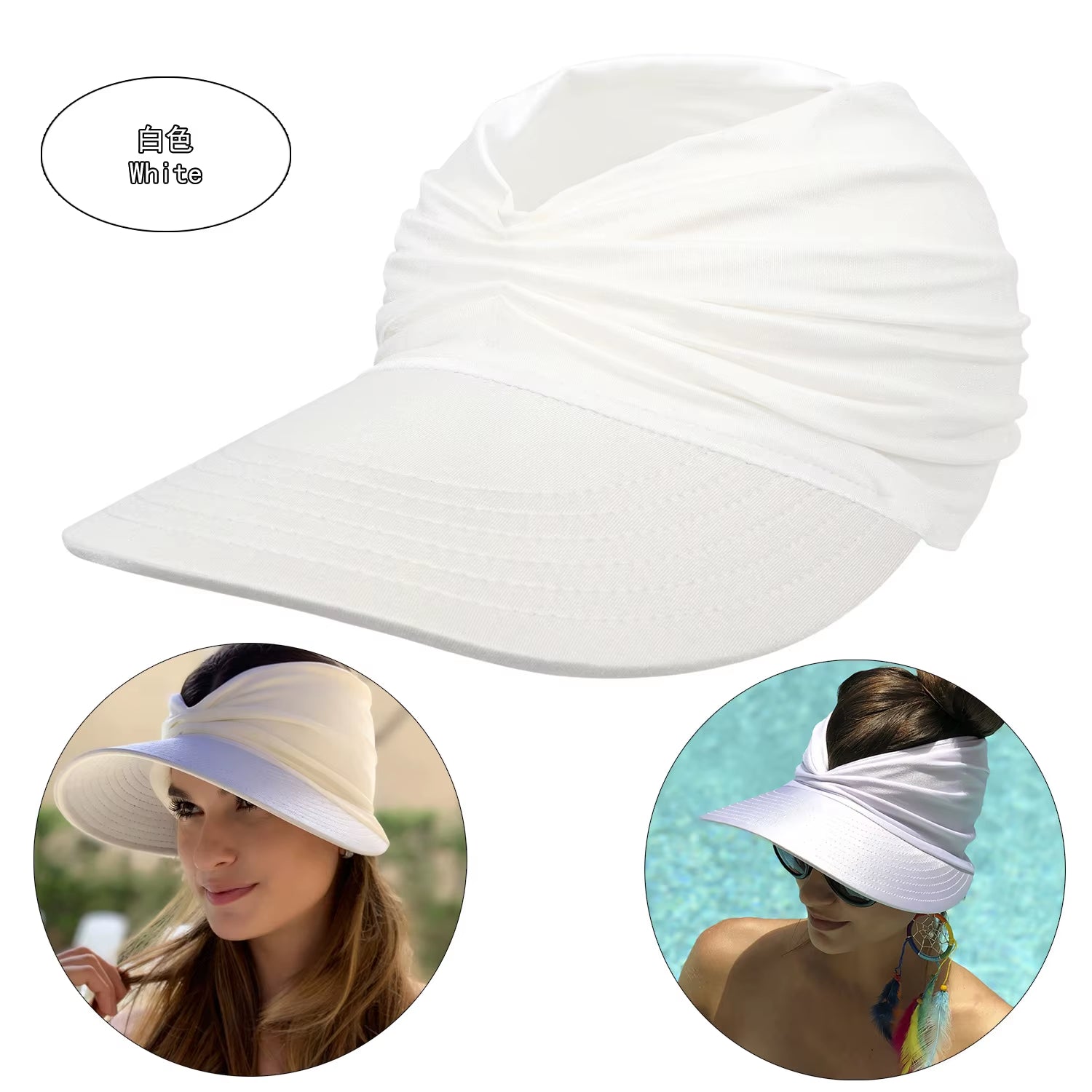Women's Beach Sun Hat with Hollow Top - UV50+ Sun Protection