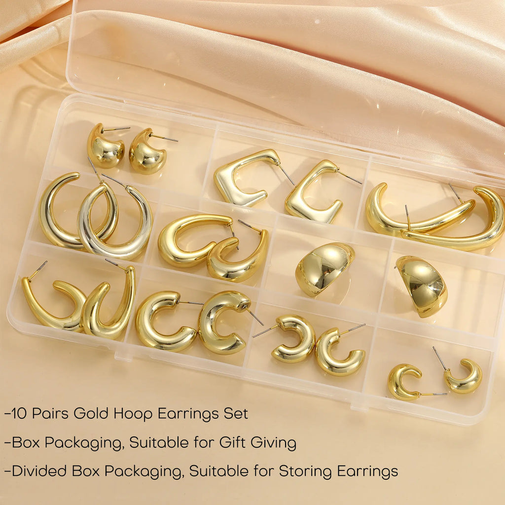 17KM 20-Piece Gold Hoop Earrings Set