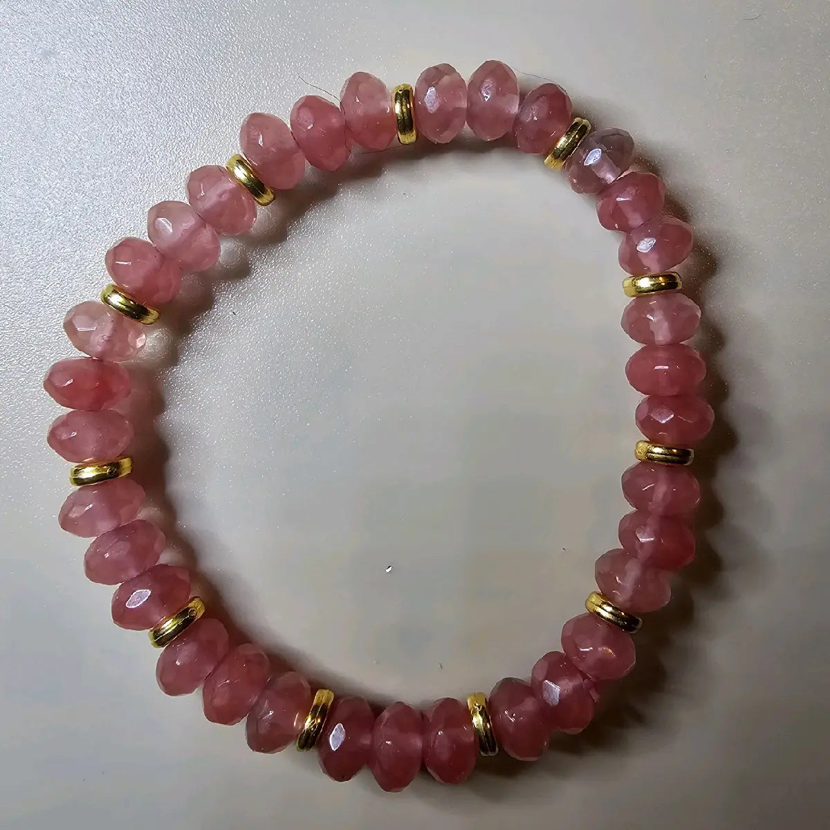 Watermelon Quartz Crystal Bead Bracelet