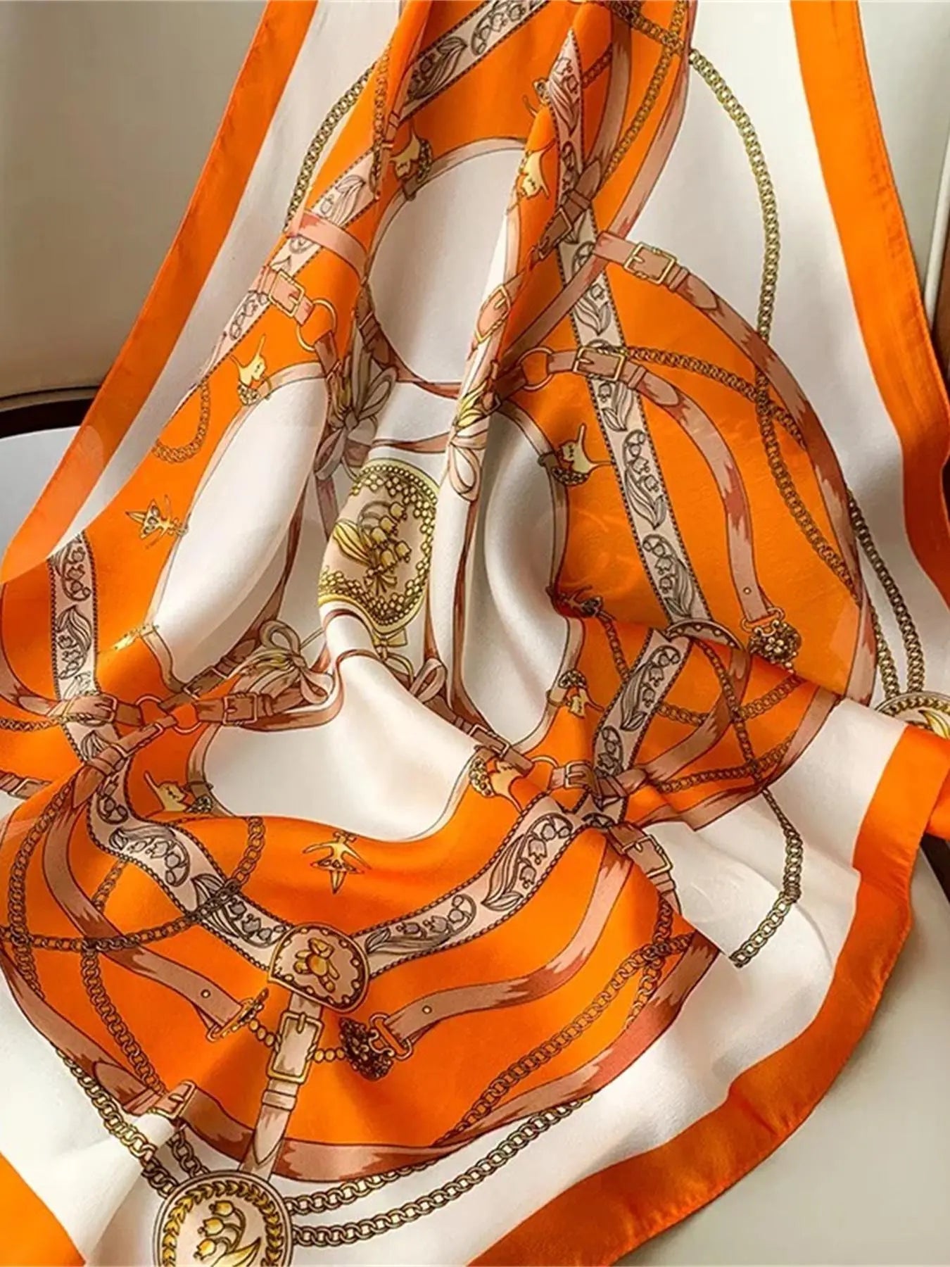 Chain Print Square Scarf