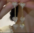Zircon Heart Tassel Earrings for Women
