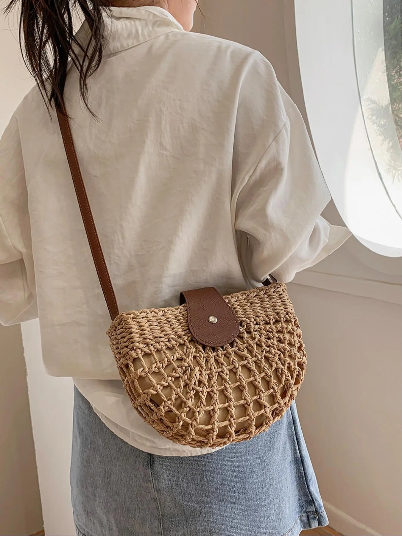 Bohemian Straw Crossbody Bag