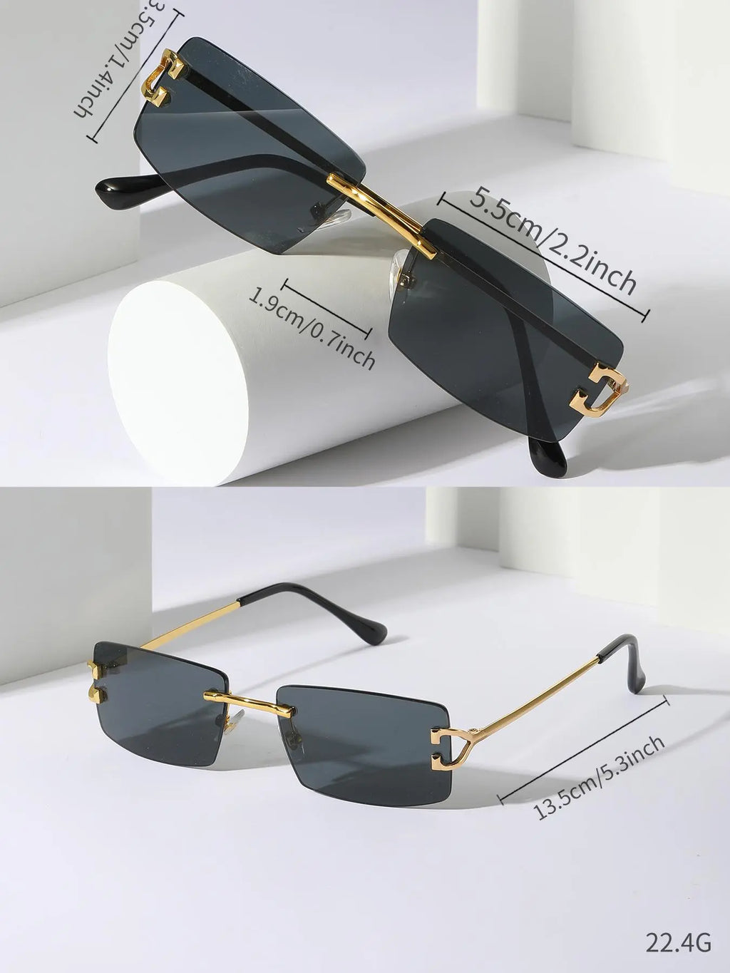 Square Rimless Sunglasses for Summer