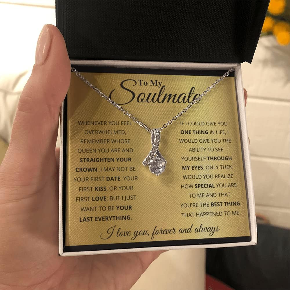 Elegant Soulmate Necklace with Heartfelt Message Card and Gift Box