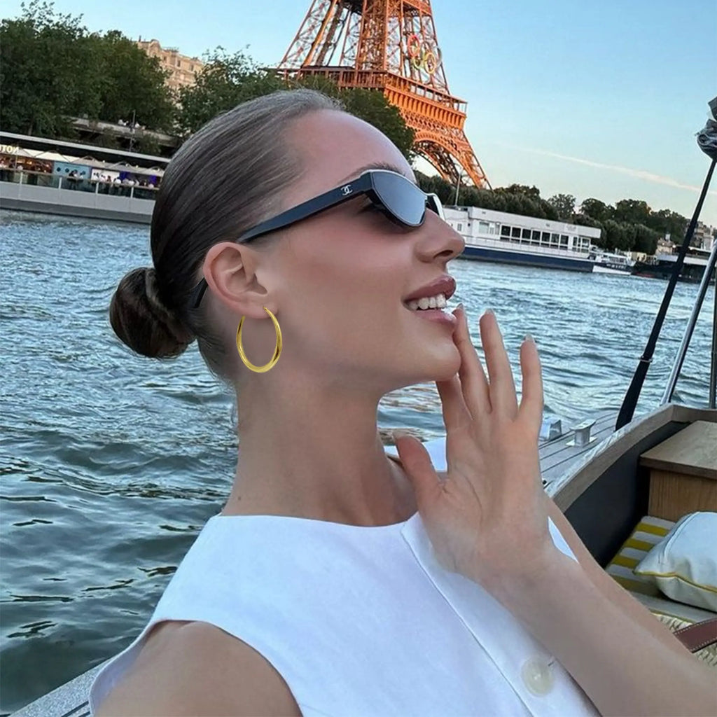 Stainless Steel Gold and Silver Hoop Earrings Set
