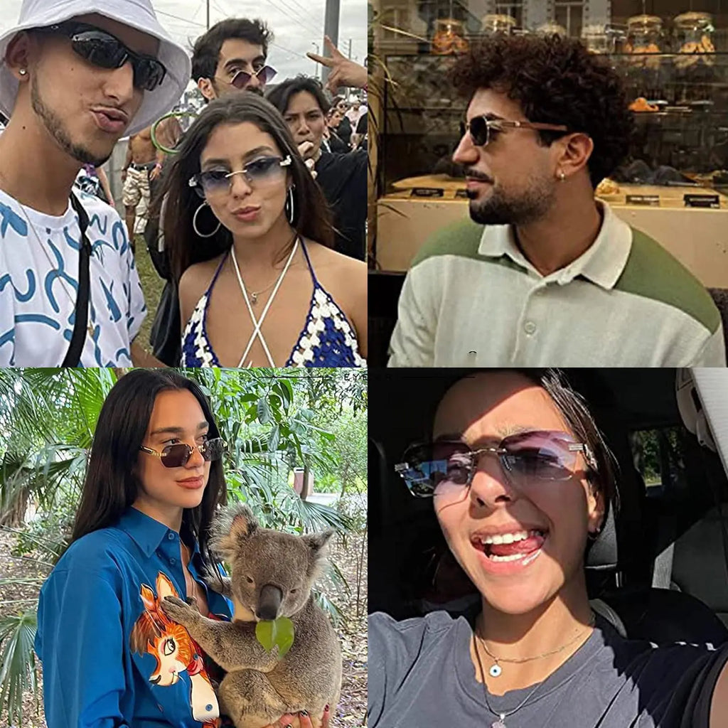 Square Rimless Sunglasses for Men and Women