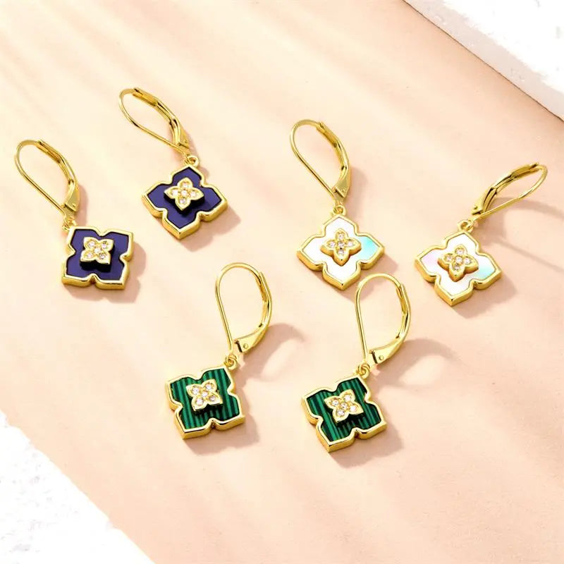Four-Leaf Clover Diamond-Encrusted Drop Earrings