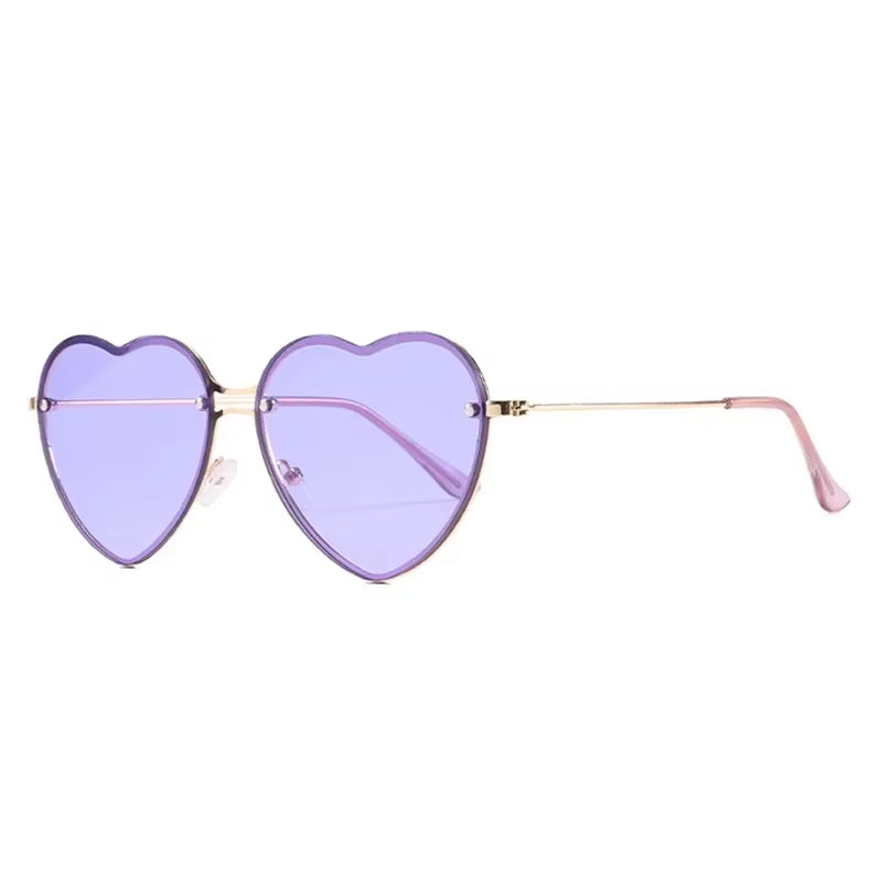 Heart-Shaped Rimless Sunglasses with Clear Ocean Lenses