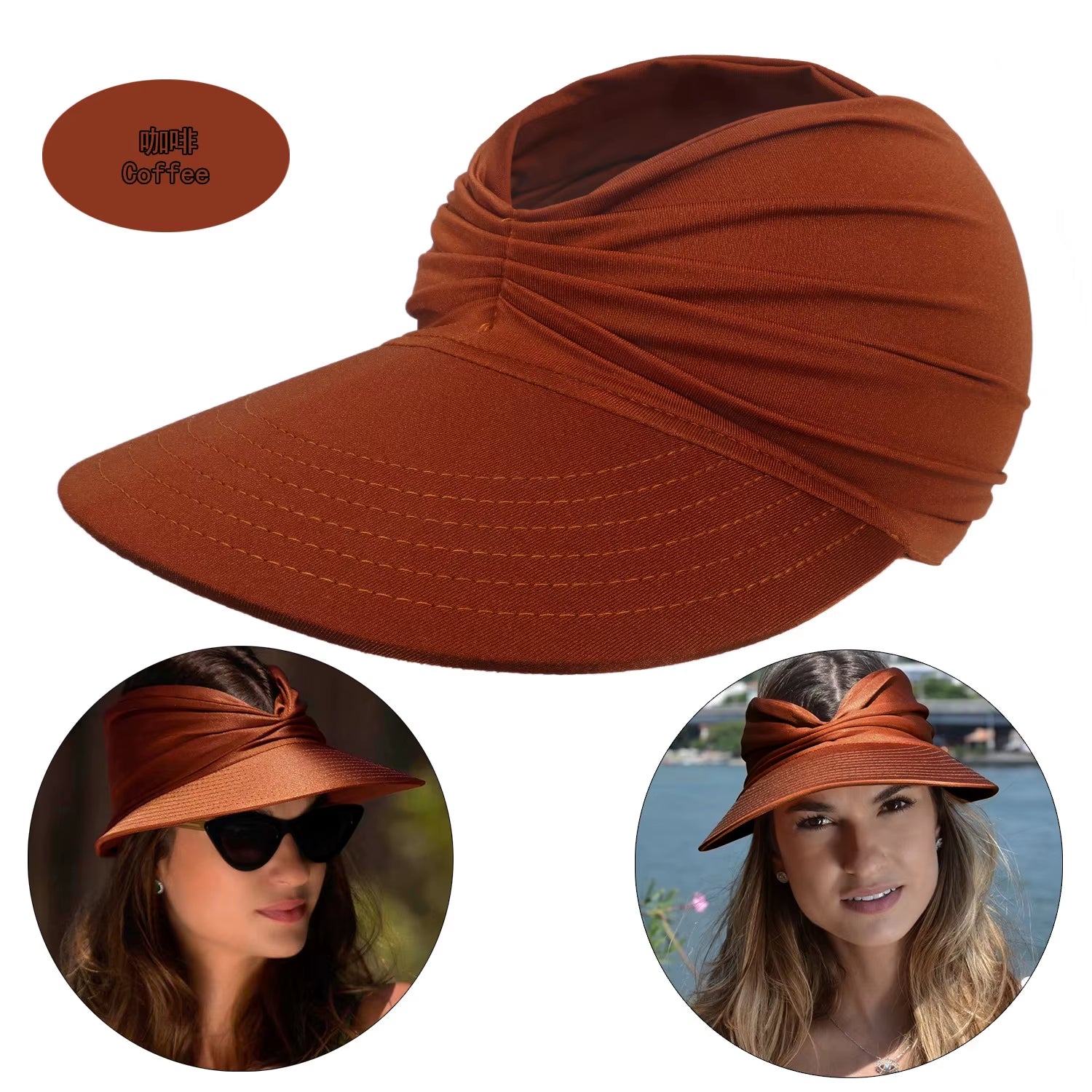 Women's Beach Sun Hat with Hollow Top - UV50+ Sun Protection