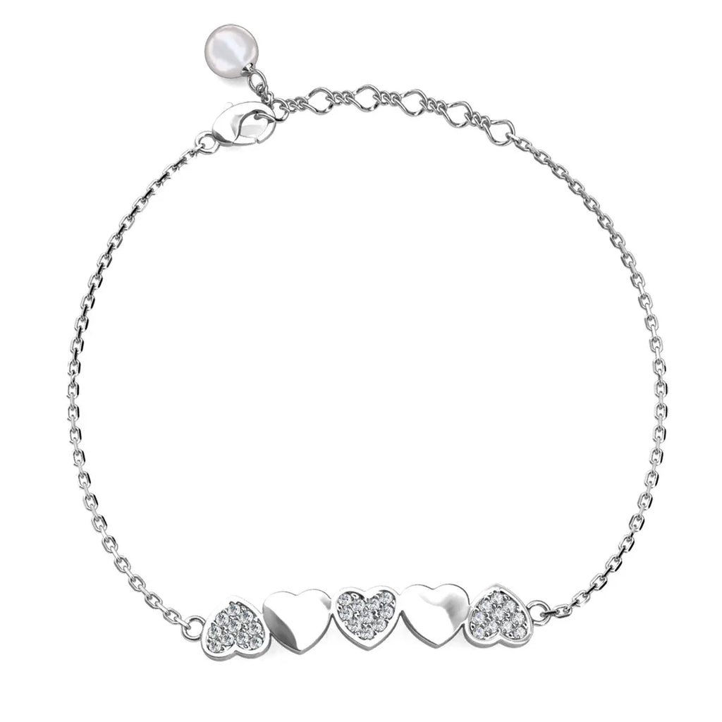 Juliette 18K White Gold Plated Heart Bracelet