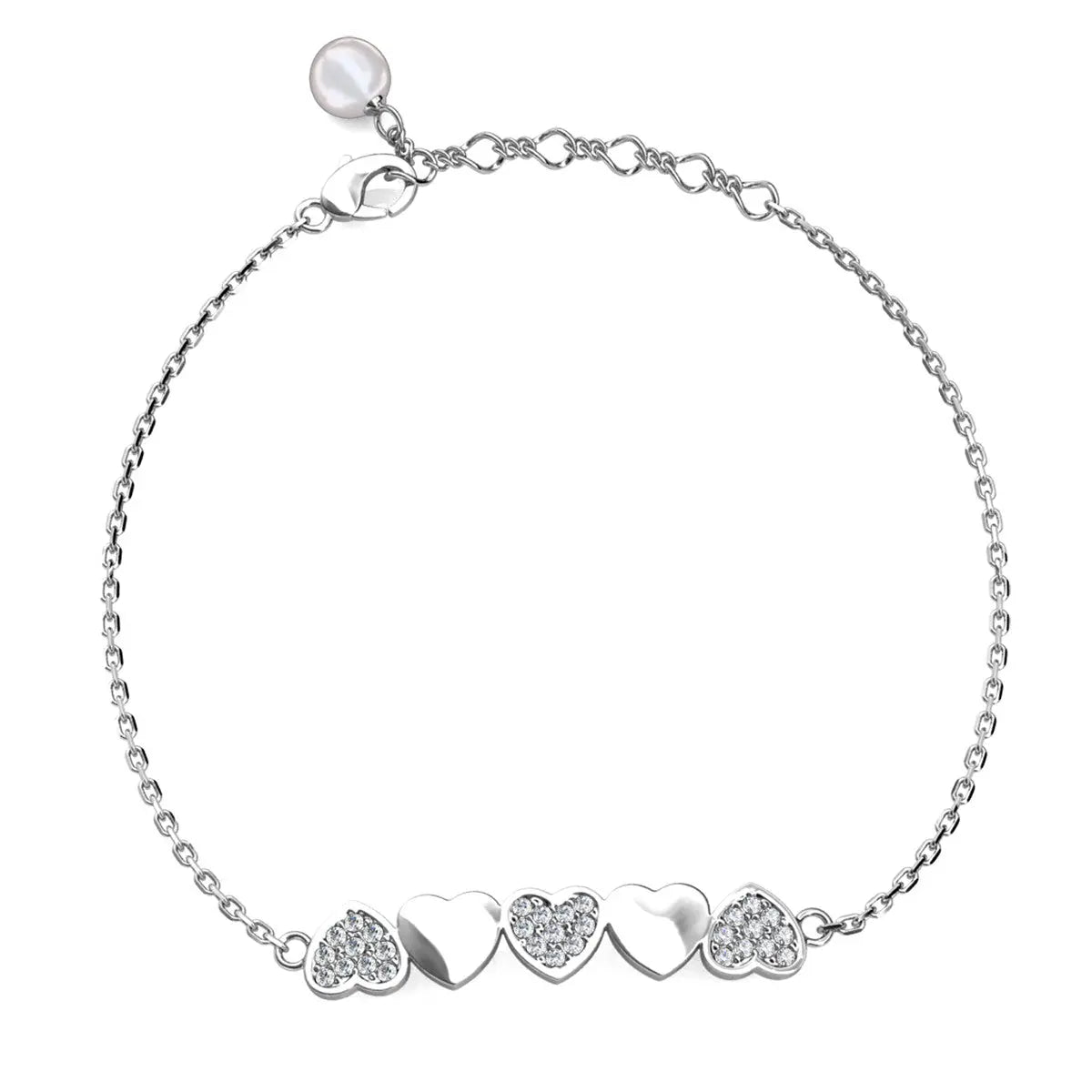 Juliette 18K White Gold Plated Heart Bracelet