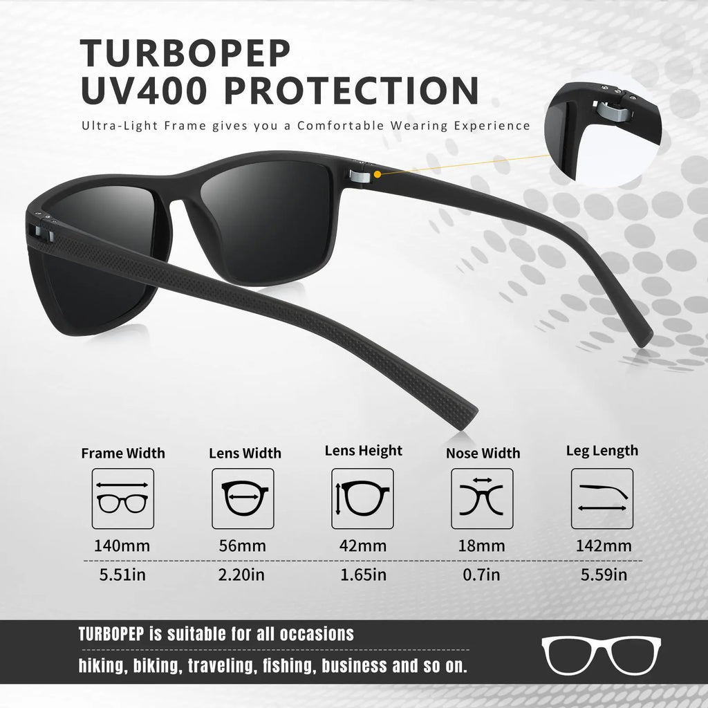 Turbo Pep Unisex Polarized Square Sunglasses - 3 Pairs