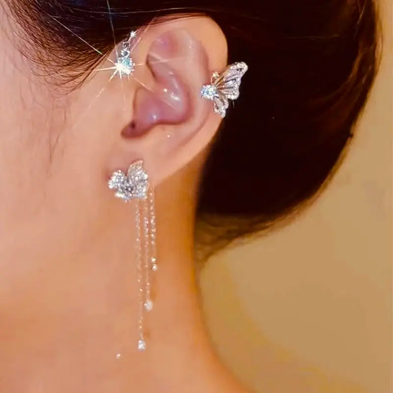 Butterfly Tassel Ear Cuffs